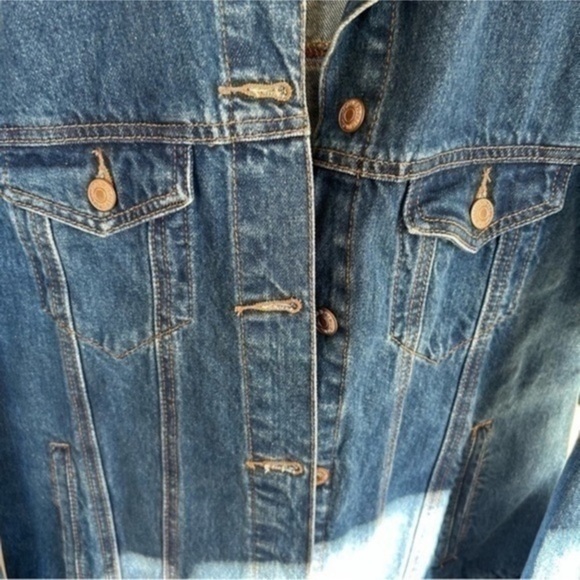 ✨NEW Limited Edition Stylish Blue Denim oversized Jacket Graphic Patches - Picture 7 of 8